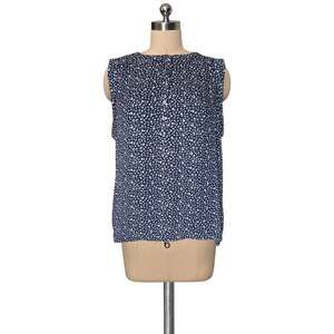Ann Taylor Loft Blue Tank Top Blouse With Dainty White FLowers XS